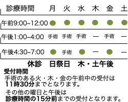 診療日・診療時間